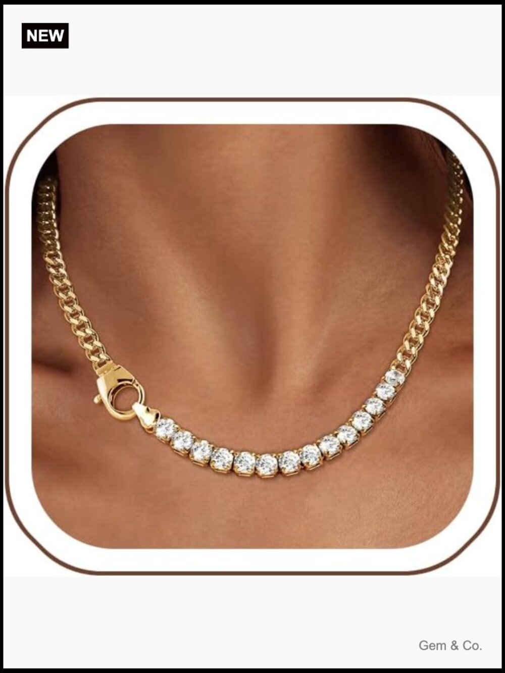14K Gold Plated Cubic Zirconia Tennis Choker Necklace
